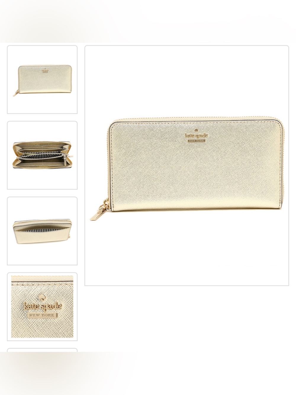 kate spade Metallic Champagne Zip-Around Continental Wallet